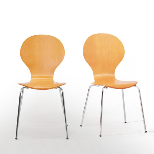 原木色經典曲木餐椅(2入)