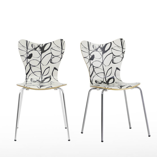 水墨芽造型曲木餐椅(2入)