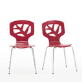 紅色雕葉造型曲木餐椅(2入)
