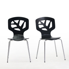 黑色雕葉造型曲木餐椅(2入)