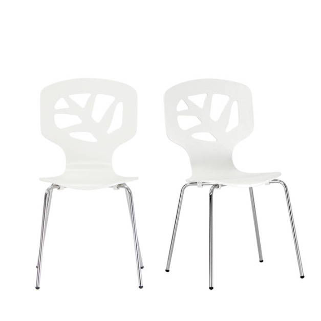白色雕葉造型曲木餐椅(2入)