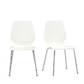 鏡面白色造型曲木餐椅(2入)