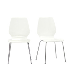 鏡面白色造型曲木餐椅(2入)
