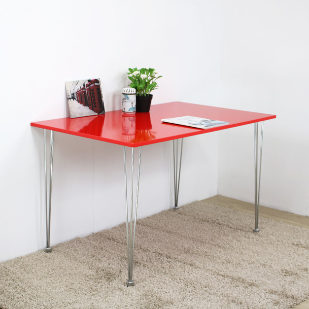 鏡面紅長方餐桌