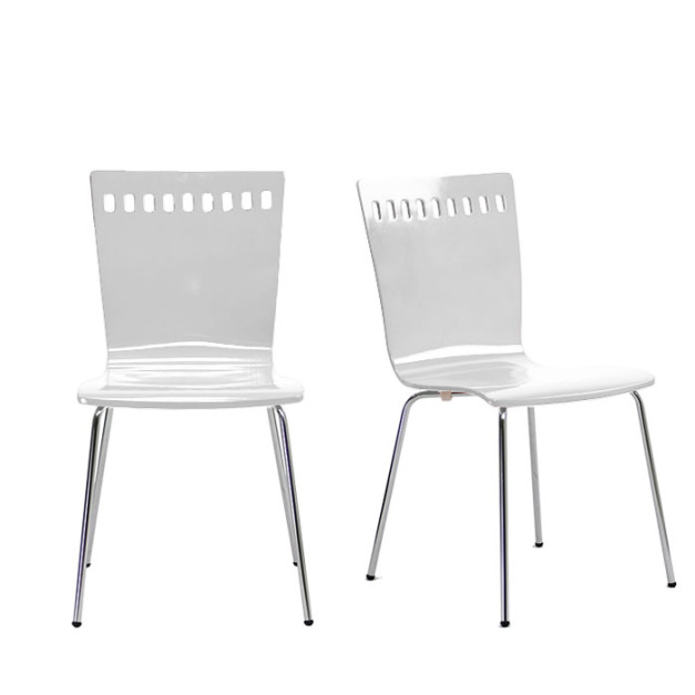 鏡面白鏤空曲木餐椅(2入)