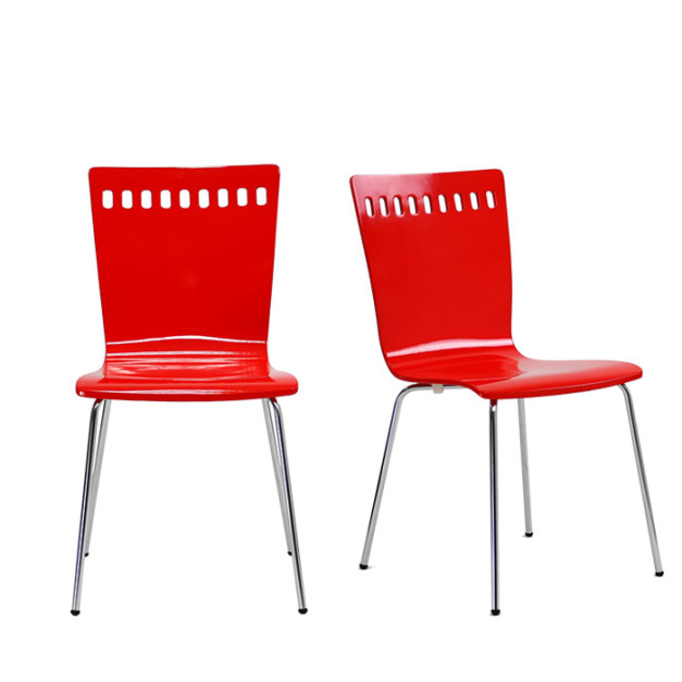 鏡面紅鏤空曲木餐椅(2入)