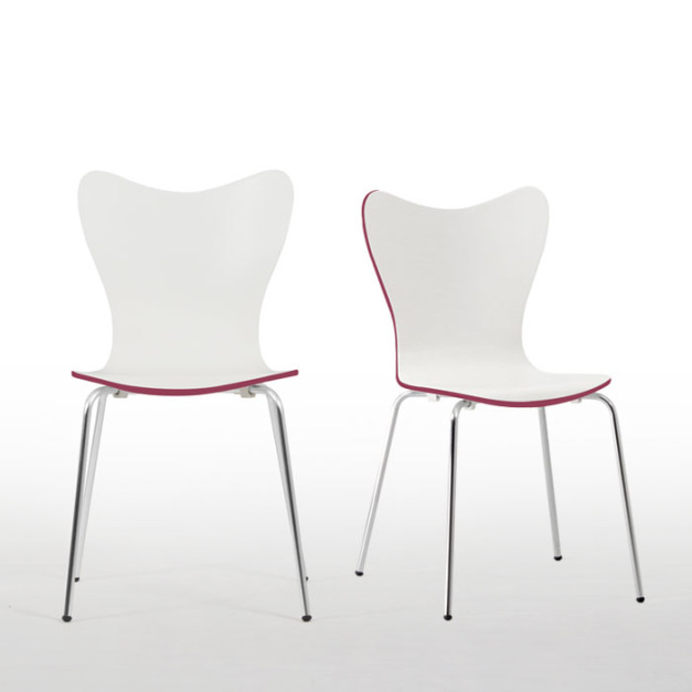 日曬緋紅造型曲木餐椅(2入)