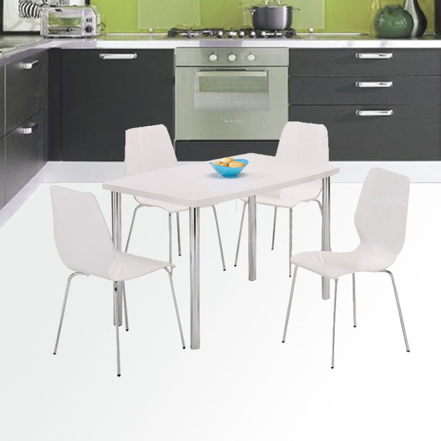 鏡面白色長方餐桌