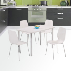 鏡面白色長方餐桌