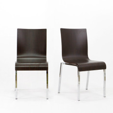 深棕色雅致曲木餐椅 (2入)