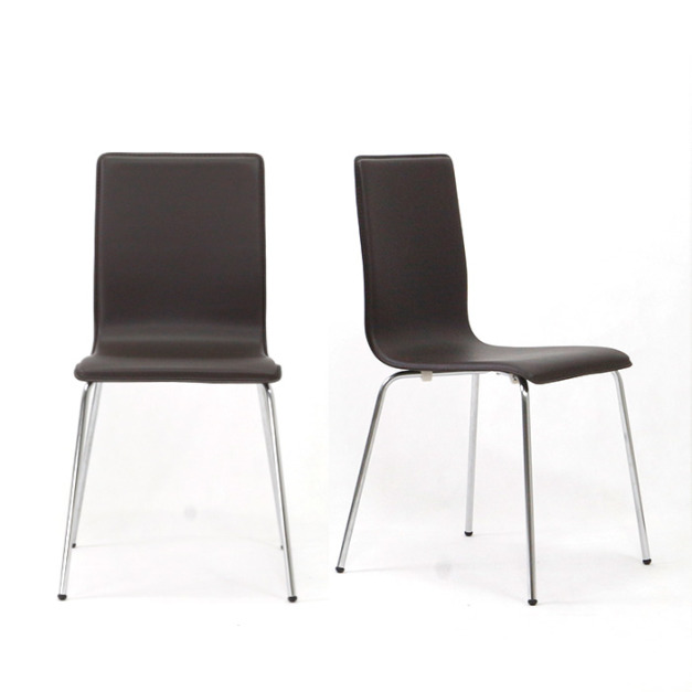 深棕色俐落質感皮餐椅 (2入)