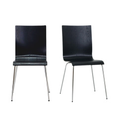 水曲柳木紋方形曲木餐椅(2入)