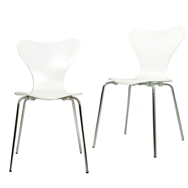 冰雪白流線曲木餐椅(2入)