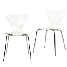 冰雪白流線曲木餐椅(2入)