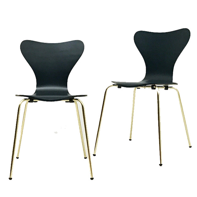 海軍黑流線曲木餐椅(2入)