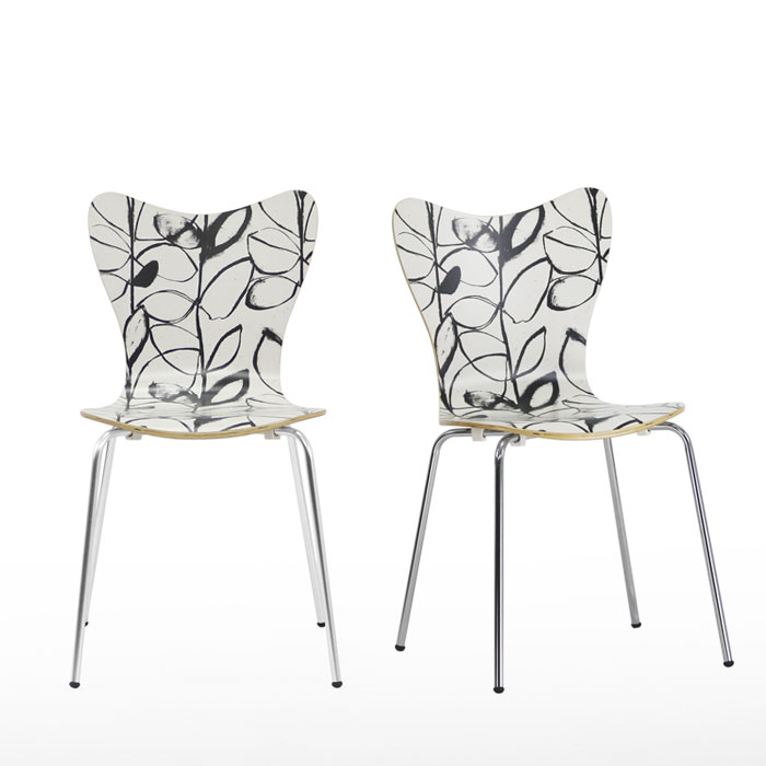 水墨芽造型曲木餐椅(2入)