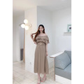 【KD149】氣質荷葉領長洋裝