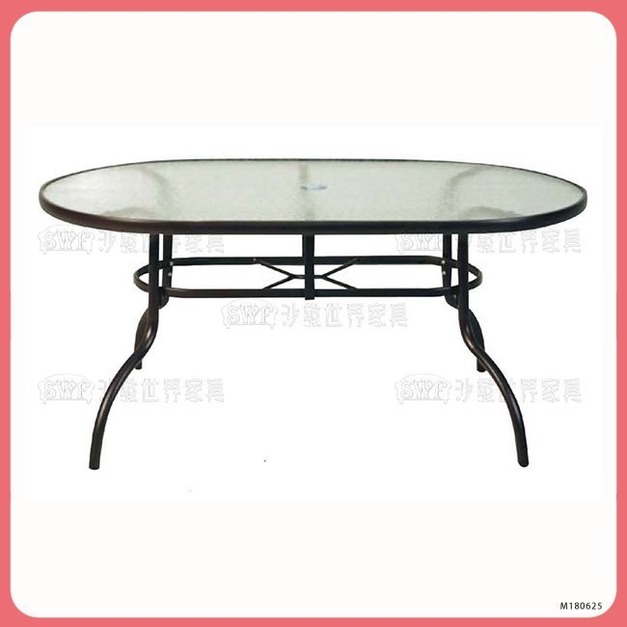 半鋁玻璃橢圓桌＊〈Q361779-05〉