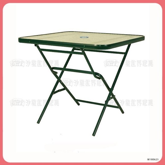 半鋁折合玻璃方桌＊〈Q361779-03〉