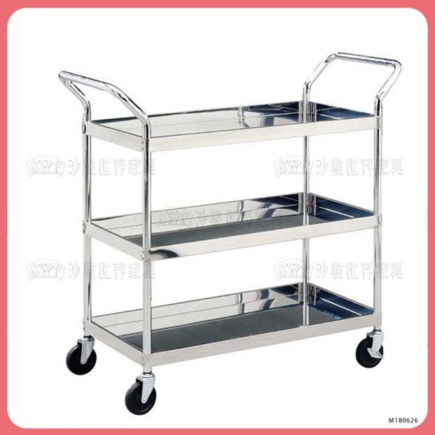 三層不銹鋼製置物車＊〈Q361798-08〉