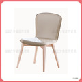 洗白色淺咖啡皮餐椅〈Q546B514-05 〉