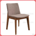 胡桃色灰布餐椅〈Q577694-8〉