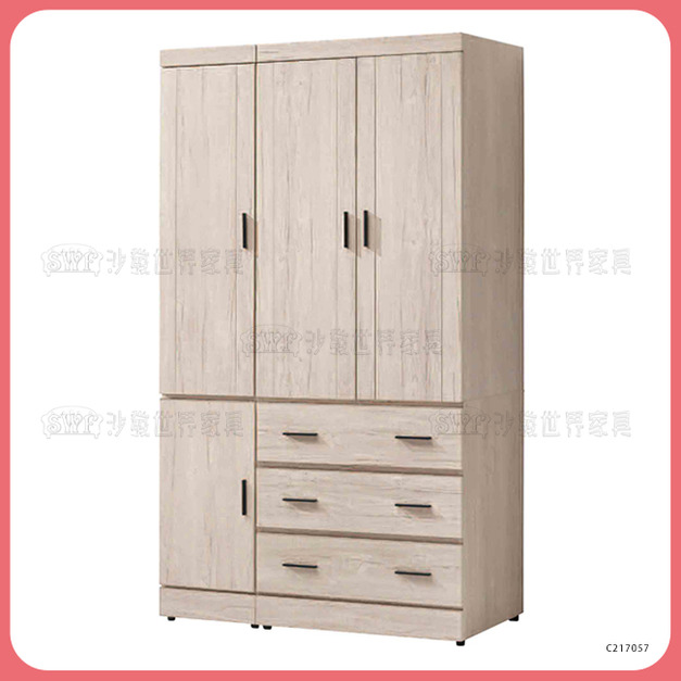 淺白橡色4x7尺衣櫃〈Q577875-5〉