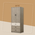 3X7尺灰橡開門衣櫥〈Q589210-01〉