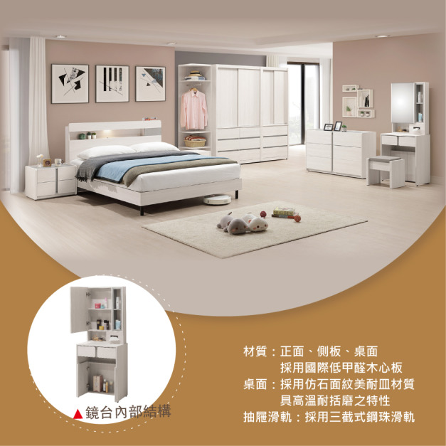 5尺架式床片型床組(有6尺)〈Q58968-02〉