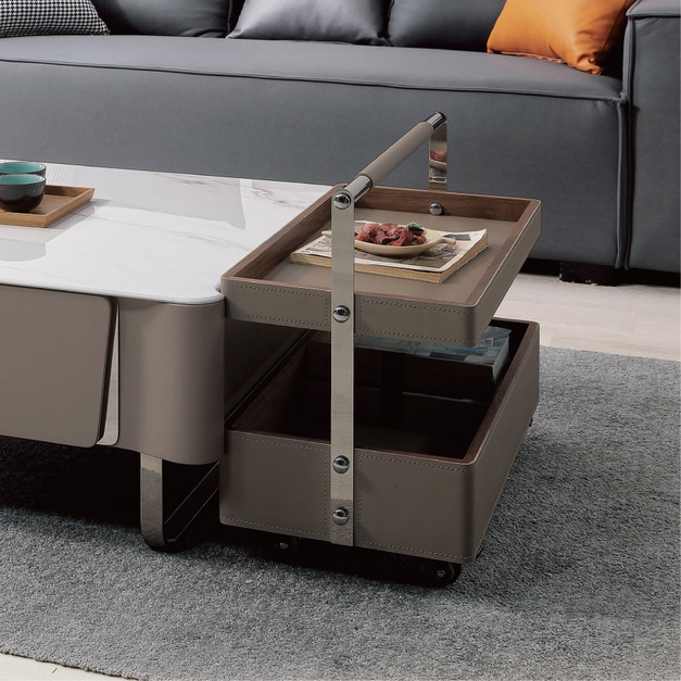 馬鞍皮推車小茶几〈Q546B268-02〉