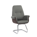 洽談椅(灰色/米白色皮)〈Q5441653-3〉