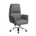 低背辦公椅(灰/米白色皮)〈Q5441651-2〉_1
