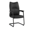 洽談椅(灰/黑皮)〈Q5441655-3〉