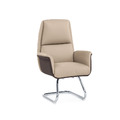 洽談椅(灰/米白皮)〈Q5441651-3〉