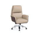 低背辦公椅(灰/米白色皮)〈Q5441651-2〉