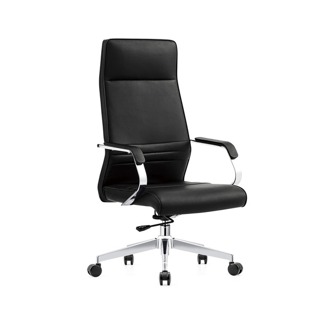 高背辦公椅(黑色皮)〈Q5441661-1〉