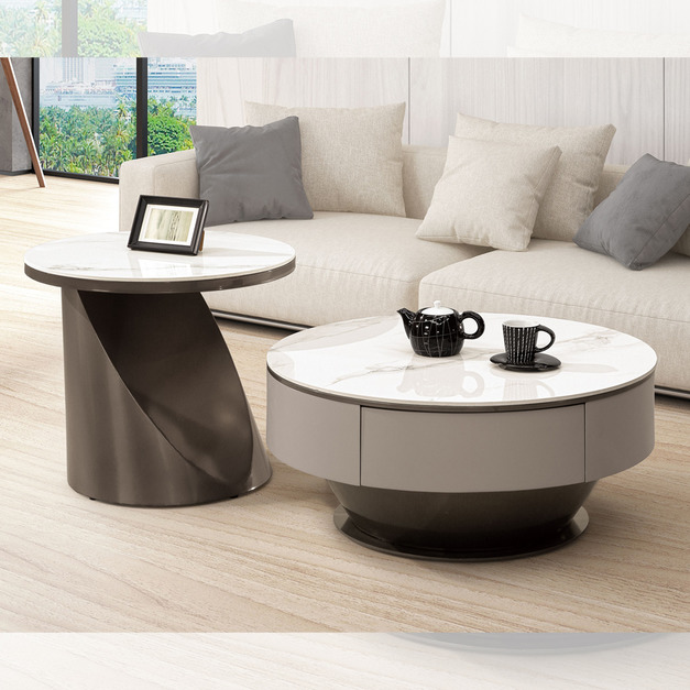 岩板大小圓几〈Q577555-1〉