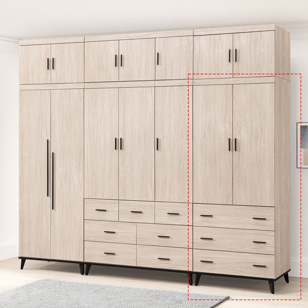 古橡色2.7尺三抽衣櫃〈Q577814-4〉