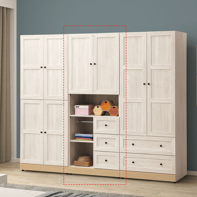 鋼刷白2.7尺二門三抽衣櫃〈Q577805-9〉