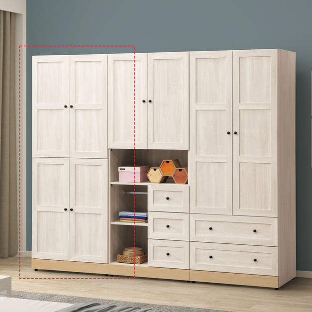 鋼刷白2.7尺四門衣櫃〈Q577805-8〉