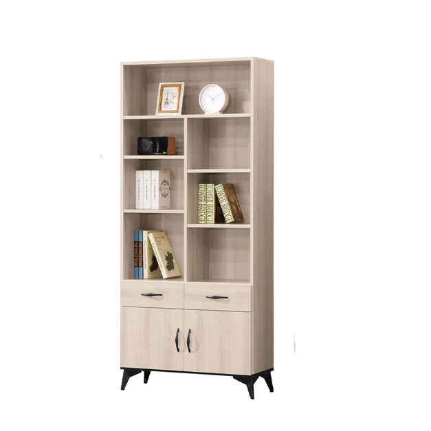 橡木白2.6尺二抽書櫃〈Q577921-7〉