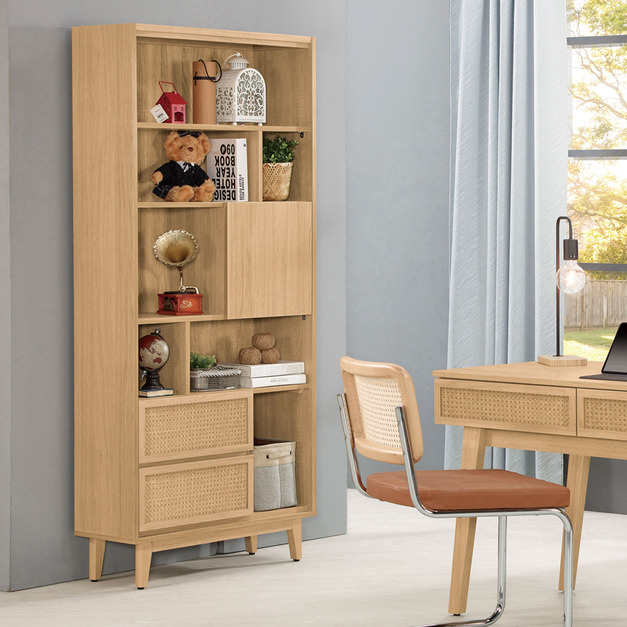 原木色2.7尺書櫃〈Q577903-2〉