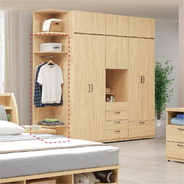 1.48X6.5轉角開放衣櫥〈Q5899-11〉