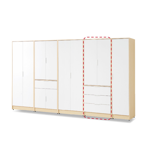 2.5X6.7原木雙色三抽衣櫥〈Q58944-14〉