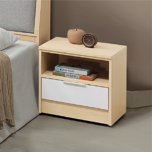 原木雙色床頭櫃〈Q58944-03〉