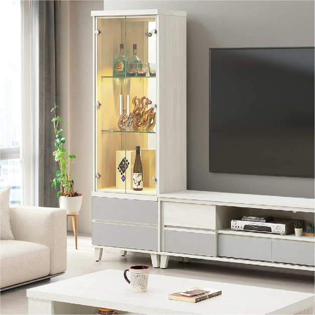 2尺白榆木雙色展示櫃〈Q589301-03〉