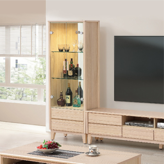 2.1尺實木洗白展示櫃〈Q589307-03〉