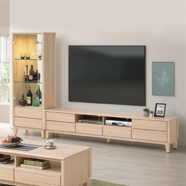 7尺實木洗白長櫃〈Q589307-02〉