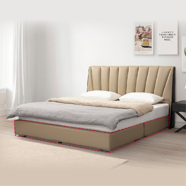 5尺杏色皮革厚床底│Q646A17-09