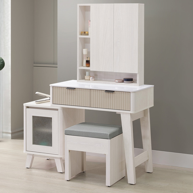 2.7尺岩板伸縮鏡台(含椅)│Q646A56-01